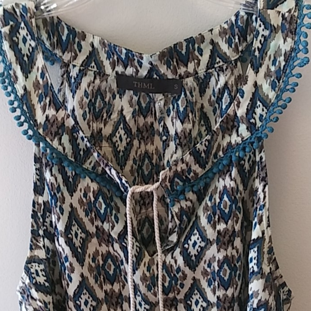 THML Green & Beige Top Size S - Picture 2 of 8